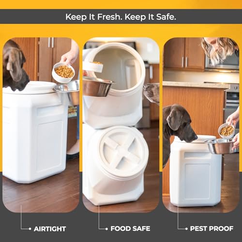 Vittles Vault Traditional Pet Food Storage Container For Dog Kibbles/Bird Seed/Oatmeal/Rice/Flour/Cereal, BPA Free Plastic, Sealed Airtight For Cat Food, Up To 60 lb, Made in USA, With Scoop, Gray - size: 60 Pounds
