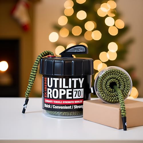 Rapid Rope Canister, 70ft Olive Green Tactical Paracord, 1100lb Test, USA | Heavy Duty Poly Rope Test Cord, Non-Tangle Dispenser Included, For Hiking, Camping, Survival, Utility, Stocking Stuffer, Gift - size: 70ft, style: Olive Green