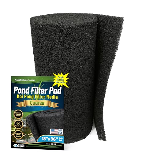 Aquatic Experts Classic Koi Pond Filter Pad COARSE – Black Bulk Roll Pond Filter Media, Rigid Ultra-Durable Latex Coated Fish Pond Filter Material US, (18" x 36") - size: 18" x 36"