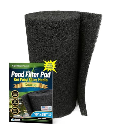Aquatic Experts Classic Koi Pond Filter Pad COARSE – Black Bulk Roll Pond Filter Media, Rigid Ultra-Durable Latex Coated Fish Pond Filter Material US, (18" x 36") - size: 18" x 36"