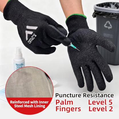 Level 5 A9/F Cut Resistant Gloves HPPE + Steel Wire Palm-Coated Textured Latex Anti-Stab/Puncture for Durian Opening - size: X-Large