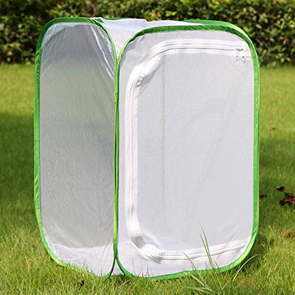 RESTCLOUD Insect and Butterfly Habitat Cage Terrarium Pop-up 23.6 Inches Tall - color: White With Green, size: 15.7 x 15.7 x 23.6 inches
