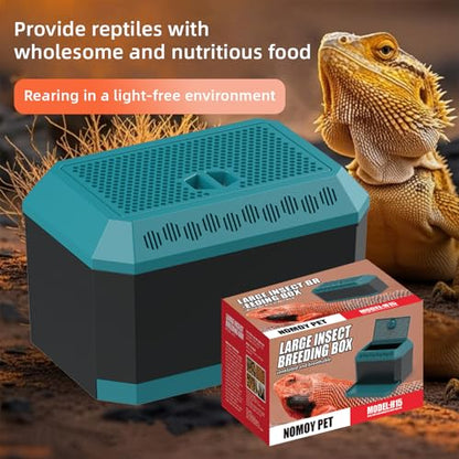 XIGETRAIL Feeder Insect Habitat for Crickets, Dubia Roaches, Breadworms | For Reptile Live Food Storage & Breeding,Ventilated Cricket Keeper(9.25" L x 6.29" W x 5.7" H)