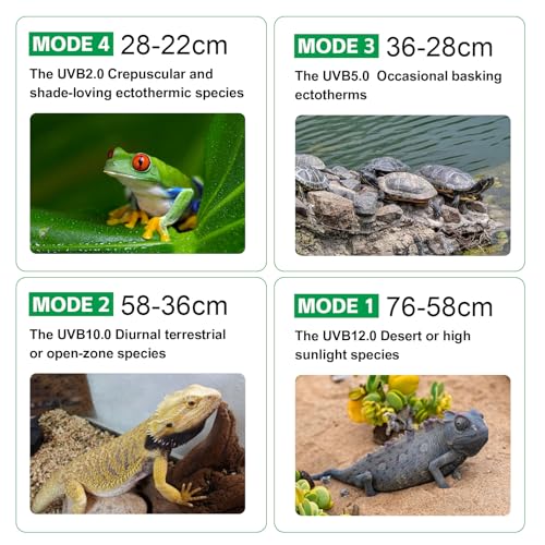 UVB Light for Reptiles with Dimming, LED UVB Light Bulb Fixture for Bearded Dragon Gecko Lizard Turtle Snake, Adjustable Brightness UVA UVB Lamp for Tropical & Desert Reptile Tank Accessories 8W Black - size: 8W-Balck