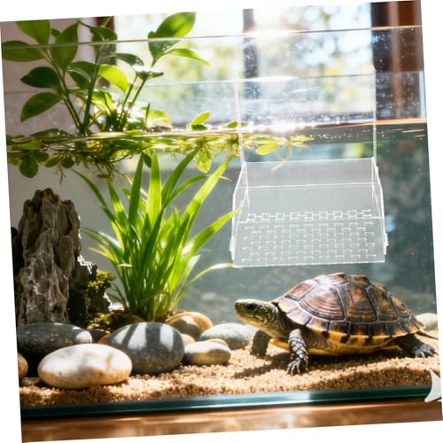 Kichvoe Large Acrylic Hanging Turtle Basking Platform Ramp for Aquarium Tanks, Floating Dock for Aquatic Turtles, 7.3x6.9x6.3in, Suitable for Reptile Terrarium Bowls