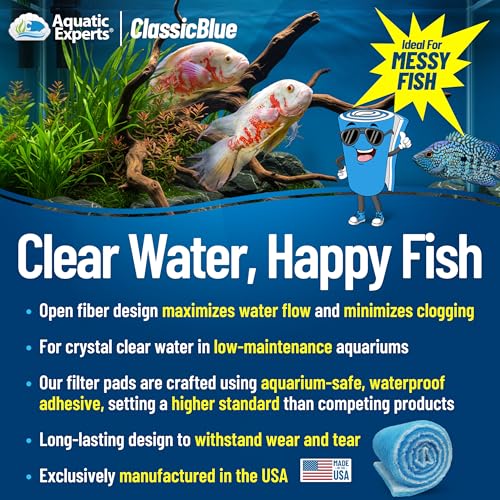 Aquatic Experts Classic Bonded Aquarium Filter Pad - Blue and White Aquarium Filter Media Roll Bulk Can Be Cut to Fit Most Filters, Made in USA (12" by 24 Feet by 3/4" Thick) - size: 12" x 24 Feet
