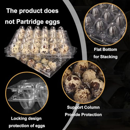 100 Pack Quail Egg Cartons, Clear Plastic Quail Egg Trays, Holds up to 30 Quail Eggs Securely - Your Ultimate Small Eggs Carton Holders for Bulk Storage and Display by KUKLIPJIM - size: 100 Pack Quail Egg Cartons 30 Grids
