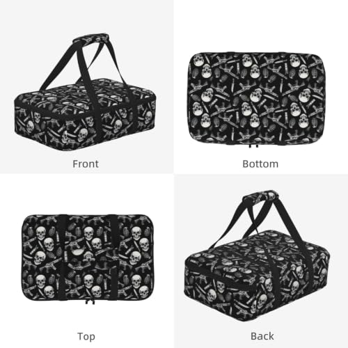 Casserole Carrier with Handles Urban Skull Print | Creative Monochrome Urban Mix Skull, Thermal Carrier with Handles Zipper Fits 9x13 Baking Dish Potluck BBQ Travel - color: Pattern (761)