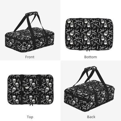 Casserole Carrier with Handles Urban Skull Print | Creative Monochrome Urban Mix Skull, Thermal Carrier with Handles Zipper Fits 9x13 Baking Dish Potluck BBQ Travel - color: Pattern (761)