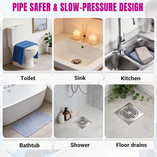 Manual Drain Unclogger with Adaptive Inflatable Plug, Fits NPS1.5~4.5" Pipes for Toilet/Sink/Bathtub, No Extra Accessories, Hand Pump Pressure & Washable, Lightweight Toilet Plunger & Drain Auger Tool | Fits NPS 1.5-4.5" pipes, washable, no electricity, n