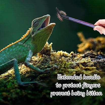 2PCS Stainless Steel Reptile Feeding Tongs with Rubber Tip, 10.6" Straight & Curved Long Tweezers, Perfect for Aquariums & Crafts - Ideal Bearded Dragon & Snake Tank Accessories, Terrarium Supplies