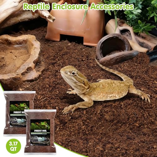 VCEPJH Reptile Soil Substrate Burrowing Tortoise Bedding for Habitat Bearded Dragon Enclosure Topsoil Terrarium Substrate for Snake Tarantula Gecko Lizard Spidey Frog Hermit Crab (3 L)