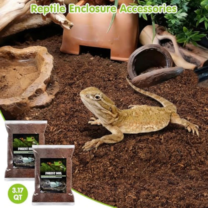 VCEPJH Reptile Soil Substrate Burrowing Tortoise Bedding for Habitat Bearded Dragon Enclosure Topsoil Terrarium Substrate for Snake Tarantula Gecko Lizard Spidey Frog Hermit Crab (3 L)