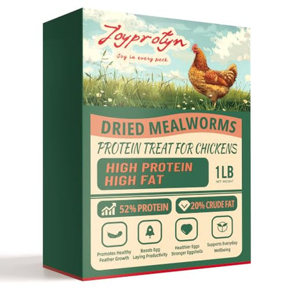 1LB Non-GMO Dried Mealworms - High Protein Natural Feed & Chicken Treats for Chickens, Ducks, Wild Birds, Quails & Reptiles - Support Egg Production & Feather Growth - size: 1 Pounds (Pack of 1)