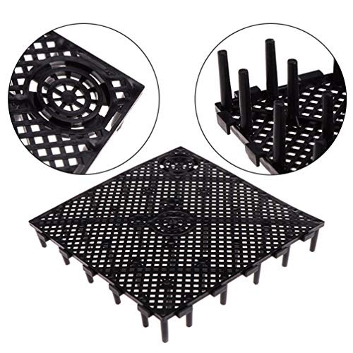 POPETPOP Black Aquarium Divider Trays Fish Tank Bottom Plate Grid Isolate Board Divider- Aquarium Divider Tray PVC Splicing Clapboard Bottom (Black) PVC Splicing Aquarium Accessory - size: 10pcs