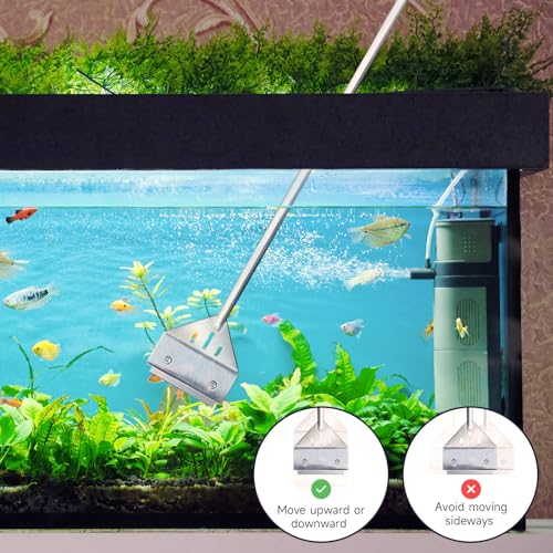 Kirecoo 25.6" Stainless Steel Aquarium Algae Scraper with 10 Blades | Adjustable Handle, For Glass Fish Tanks, Effortless Algae Removal, Aquarium Cleaning Tool, Extra Replacement Blades Included