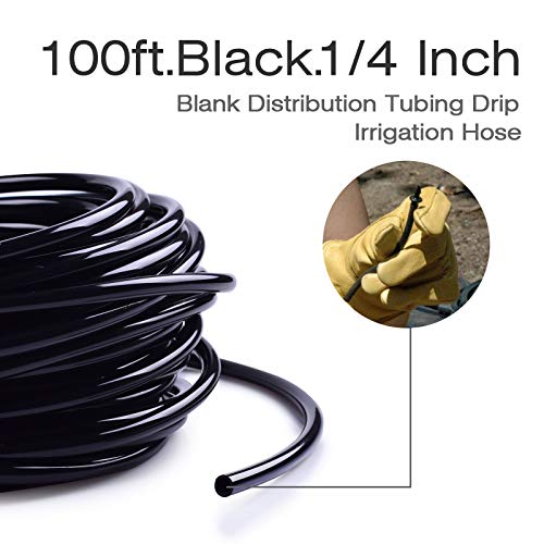 MIXC 100ft 1/4 inch Blank Distribution Tubing Drip Irrigation Hose Garden Watering Tube Line - size: 100FT