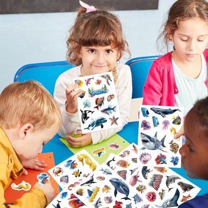 309 Pcs Ocean Animals Stickers, Under The Sea Animal Fish Shark Beach Stickers for Craft Supplies Classroom Rewards Ocean Sea Party Decorations - style: Ocean Animals
