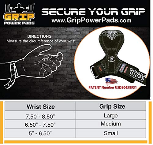 Cobra Grips Flex Model Weight Lifting Gloves Heavy Duty Straps Alternative Power Lifting Hooks for Deadlifts with Padded Wrist Wrap Support Bodybuilding - color: TM Snake, size: Large