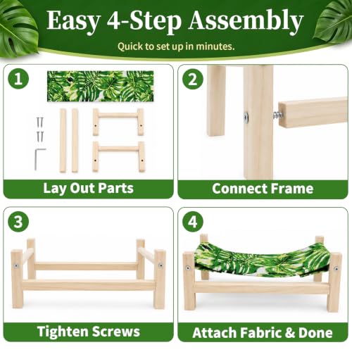 Bearded Dragon Bed,Wooden Reptile Hammock, Leopard Gecko&Bearded Dragon Tank Accessories, Hermit Crab &Crested Gecko Accessories (Large)