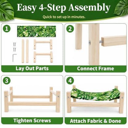 Bearded Dragon Bed,Wooden Reptile Hammock, Leopard Gecko&Bearded Dragon Tank Accessories, Hermit Crab &Crested Gecko Accessories (Large)