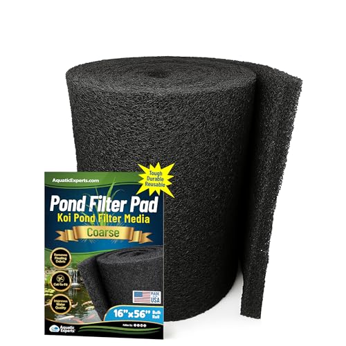 Aquatic Experts Classic Koi Pond Filter Pad COARSE – Bulk Roll Pond Filter Media, Rigid Ultra-Durable Latex Coated Fish Pond Filter Material US (16" x 56", Coarse (Black)) - size: 16" x 56"