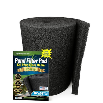 Aquatic Experts Classic Koi Pond Filter Pad COARSE – Bulk Roll Pond Filter Media, Rigid Ultra-Durable Latex Coated Fish Pond Filter Material US (16" x 56", Coarse (Black)) - size: 16" x 56"