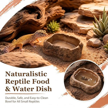 VelTherm Escape-Proof Reptile Bowl, Small Worm Dish with Smooth Vertical Inner Wall for Mealworms, Weighted Anti-Tip Food and Water Dish for Leopard Geckos, Small Lizards