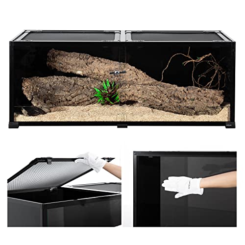 REPTI ZOO 68 Gallon Reptile Terrariums, 48" X 18" X 18" Reptiles Tanks Enclosure for Bearded Dragon Ball Python Snake, Black-Tinted ECO Glass Reptile Habitat with Sliding Door & Top Screen Ventilation - size: 48"W X 18"D X 18"H (64Gallon)