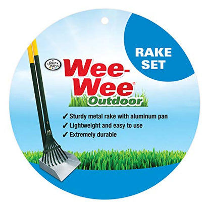 Four Paws Dog Rake & Scooper Set for Pet Waste Pick-Up, Small, 2 Count | Stainless steel long-handled dog waste tool, rake & pan design, easy pet waste pickup, 38" x 7" - size: Small, 7" x 7" x 38", style: Rake & Pan Set