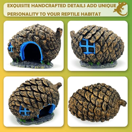 Bearded Dragon Reptile Hide Leopard Gecko Caves Pine Cone Lizard Hideout Tank Accessories Snake Décor Amphibian Habitat Tortoise Decoration - style: PINE CONE