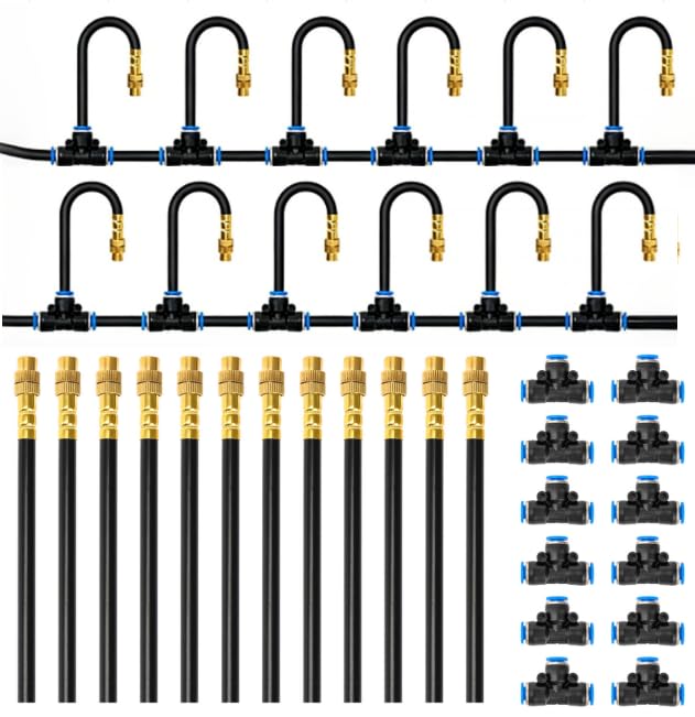 MIXC 1/4" Drip Irrigation System, Adjustable Copper Nozzles (7.8ft Rod Length, 12pcs nozzles and connectors,NO Water Pipe) - size: 7.8in