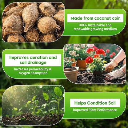 Coco Coir Bricks - Compressed Coconut Fiber Substrate for Plants, Gardening, Potting Mix. Low EC & Balanced pH Natural Growth Medium for Seed Starting, Herbs, and Gardening (10 PCS) - size: 10 PCS