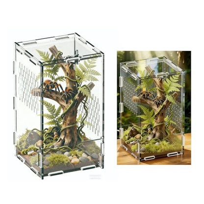 Transparency Reptiles Container Box Terrarium with Front Opening Door Breeding Box for Home Travel Amphibian Display Small Pet Habitat Cage