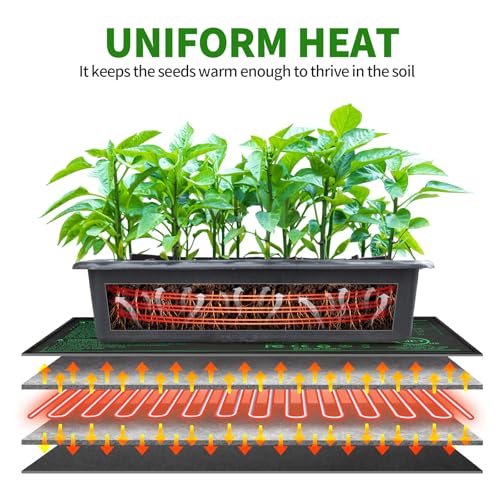 Seedling Heat Mat with Built-in Temperature Controller, 10" x 20.75" Waterproof Plant Heating Pad with Thermostat for Indoor Seed Starting Germination Hydroponics - size: 10" x 20.75" in Thermostat 1 Pack
