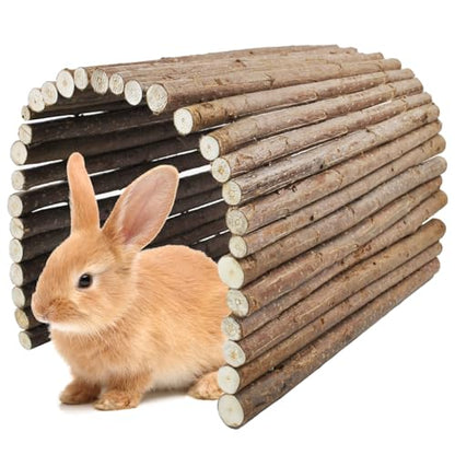 kathson Rabbit Bridge Wooden Hamster Climbing Tunnel Bunny Extra Large Ladder Wood Flexible Hideout for Guinea Pig Chinchilla Ferret Hedgehog Rat Squirrel and Other Rodents(26 x 16 in) - size: XL (26.0 x 16.0 inches)