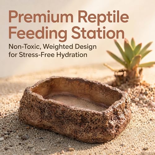 VelTherm Escape-Proof Reptile Bowl, Small Worm Dish with Smooth Vertical Inner Wall for Mealworms, Weighted Anti-Tip Food and Water Dish for Leopard Geckos, Small Lizards