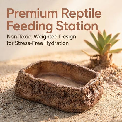 VelTherm Escape-Proof Reptile Bowl, Small Worm Dish with Smooth Vertical Inner Wall for Mealworms, Weighted Anti-Tip Food and Water Dish for Leopard Geckos, Small Lizards