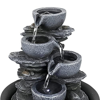 10.6inch Rock Indoor Water Fountain Zen Meditation Tabletop Fountain with LED Light for Home Office Bedroom - color: 10 3/5"_1