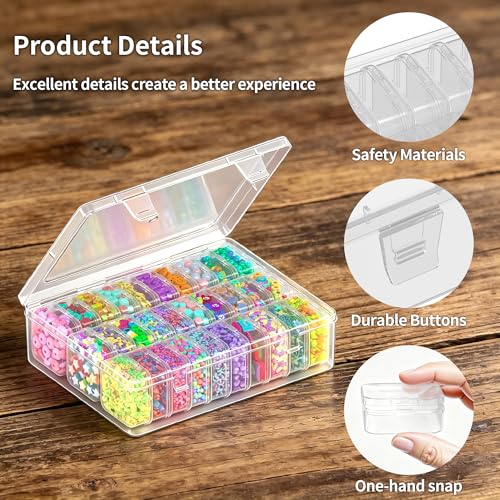 Bead Organizer Box, 31 Pcs Clear Plastic Storage Containers with Hinged Lids Mini Boxes for Jewelry Making, Crafts, DIY, Seed, Small Parts - size: 31 Compartments