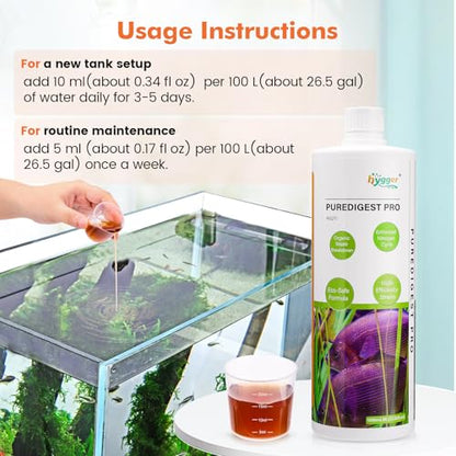 hygger Aquarium Water Bio-Clarifier, Reducing Fish Waste and Cleaning Organic Sludge, Natural Fish Tank Aquarium Leave-in Waste Management Solution for Freshwater and Saltwater Tanks, 500 ML - size: 500 ML