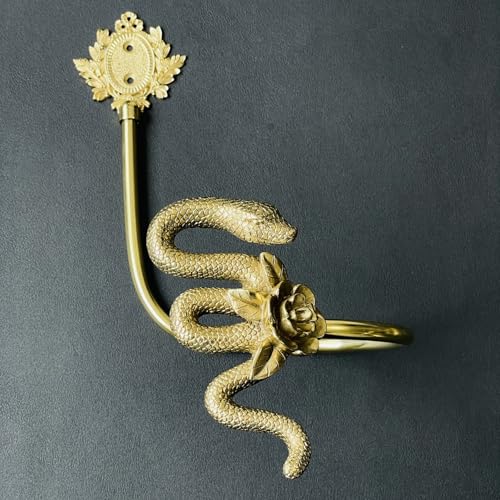 Decorative Snake Curtain Holdback, Gold Brass Floral Design Set of 2,Gothic Wall Hooks for Drapes,Solid Metal Vintage Animal Home Decor (Gold)