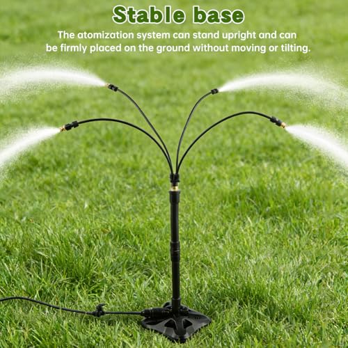 Standing Misters for Outside Patio, 2.92 FT Portable Stand Misting System for Cooling Outdoor, 26.5 Ft Stand Mist Line Long Water Sprinklers Patio Misters for Garden Backyard BBQ Party Pool Beach
