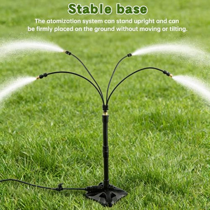 Standing Misters for Outside Patio, 2.92 FT Portable Stand Misting System for Cooling Outdoor, 26.5 Ft Stand Mist Line Long Water Sprinklers Patio Misters for Garden Backyard BBQ Party Pool Beach