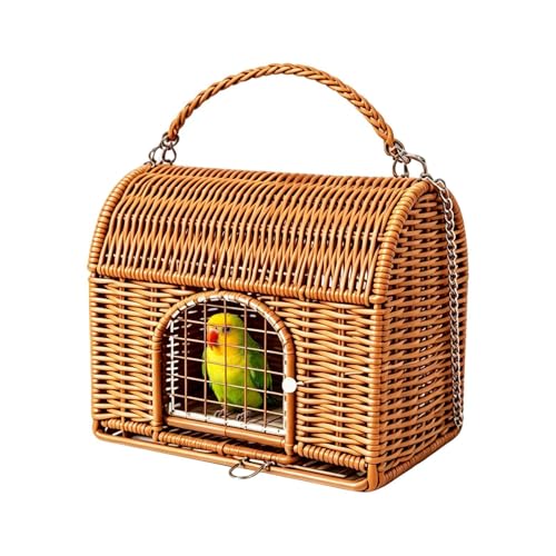 Reptile Carrier for Travel with Handle Sleeping House | All Season Washable Rattan Bird Carrier Travel Cage for Lizard Leopard Gecko Spider Tortoise Snake Bunny