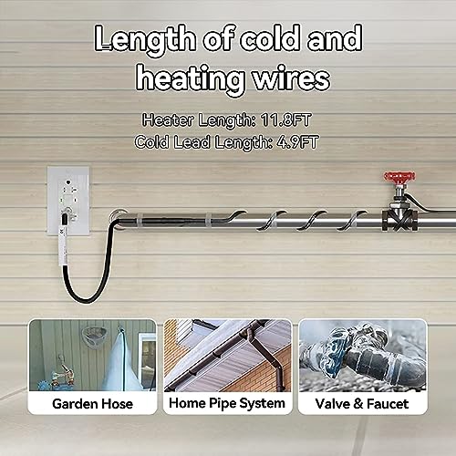 Pipe Heating Cable Built-in Thermostat 100-120V Anti-Freeze Kit | 6ft,Water pipe anti-freeze, plug-in design, energy-saving, easy installation, durable - style: 6ft