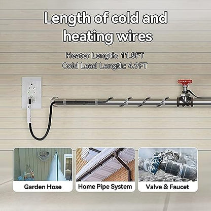 Pipe Heating Cable Built-in Thermostat 100-120V Anti-Freeze Kit | 6ft,Water pipe anti-freeze, plug-in design, energy-saving, easy installation, durable - style: 6ft
