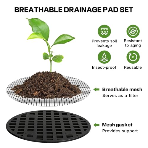 60 Mesh Screen for Planter Pots, Plant Drainage Insert, Pot Grid Mats Pads | 50PCS Mesh Screens + 10PCS Pot Bottom Grid Mats, 2 Inch Breathable Reusable Flower Pot Hole Pads For Indoor Outdoor Planters - size: 2 Inch