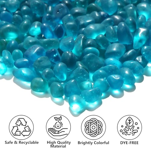 QYGL Sea Glass Stones - 0.9LB Turquoise Frosted Glass Pebbles Gemstones | Perfect for Aquarium Rocks, Fish Tank Gravel, Vase Fillers, DIY Crafts, and Home Decor - color: Turquoise