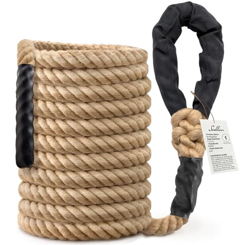 Climbing Rope Gym Workout - 10FT 15FT 20FT 25FT 30FT 35FT Heavy Duty Jute Thick Ropes for Adults Strength Training Outdoor Tree Swing Indoor Home Fitness Exercise - 1.5 Inch - size: 30FT
